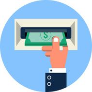 Vector ATM Money Withdrawal Flat Illustration