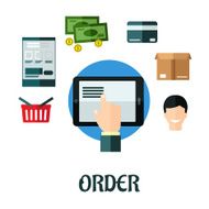 Order and shop online flat concept N2