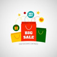 Woman shopping sale icon flat