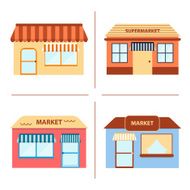 Set of flat store building icons N2