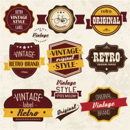 Collection of vintage retro labels badges stamps ribbons and marks N2