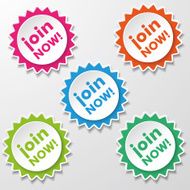 Join Now Colorful Star Paper Labels