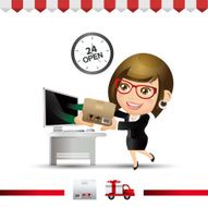 Businesswoman buy item from online shop and fast delivery
