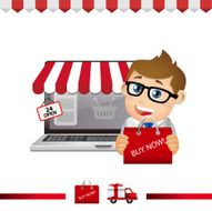 People Set-Businessmen buy item from online shop and fast delivery