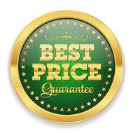Green best price badge with gold border