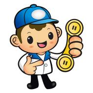 Blue Delivery Man Mascot To answer a phone call orders N2