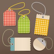 checkered shopping tags with rope