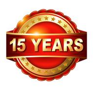 15 years anniversary golden label with ribbon N2