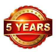 5 years anniversary golden label with ribbon N2