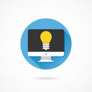 Vector Computer Display and Light Bulb Icon N2