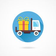 Vector Delivery Truck and Gift Box Icon