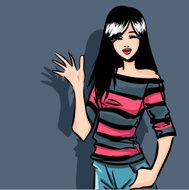 Girl in stripy shirt N2