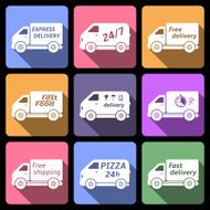 Delivery car icons set