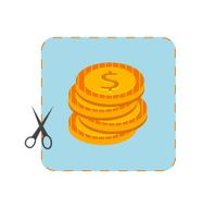 Icon of coupon cutout with money N2