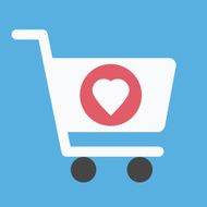 Vector Shopping Cart and Heart Shape Sign Icon N2