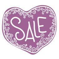 Purple sale tag in form of heart