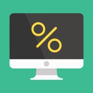Vector Computer Display and Percent Sign Icon N2