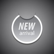 New arrival tag on grey background