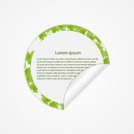 Vector round sticker with green leaves