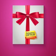 Box red ribbon bow and the badge Amazing offer