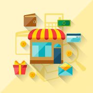 Illustration concept of internet shopping in flat design style N3
