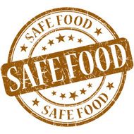 Safe food grunge brown round stamp