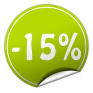 discount round green sticker on white background N6