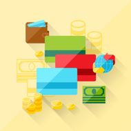 Illustration concept of bank cards in flat design style