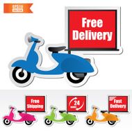 Free delivery motorcycle icons set
