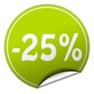 discount round green sticker on white background N7