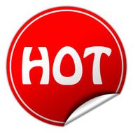 hot round red sticker on white background