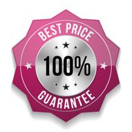 Purple hundred percent best price guarantee badge