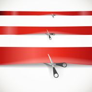 Scissors cutting the red ribbon