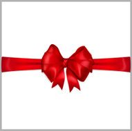 Red bow with horizontal ribbons