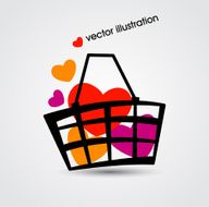 Basket and multicolored hearts