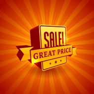 Red 3D vector text of sale discount price offer N62