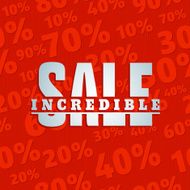 Red 3D vector text of sale discount price offer N63