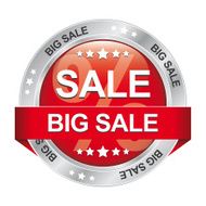 big sale red silver button isolated background