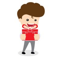 cute character holding gift box