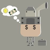 Vector of super salaryman thinking money