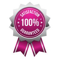 Pink silver hundred percent satisfaction badge