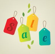 Sale text on colorful tags