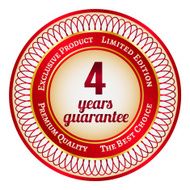 Label on 4 year guarantee