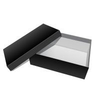 Black blank Cardboard Package Box Opened