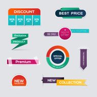 Collection of Sale Discount Styled origami Banners Vector N5