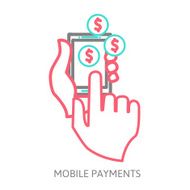 line design illustration in modern stylish processing of mobile payments N4