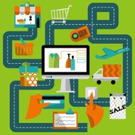 Concept of online shop and e-commerce Vector illustration