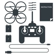 Complete set for quadrocopter Flat icons vector collection