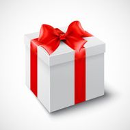 Gift box with red ribbon Vector illustration