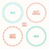 Set of badges and elements Sale tag Doodle frames Lettering N4